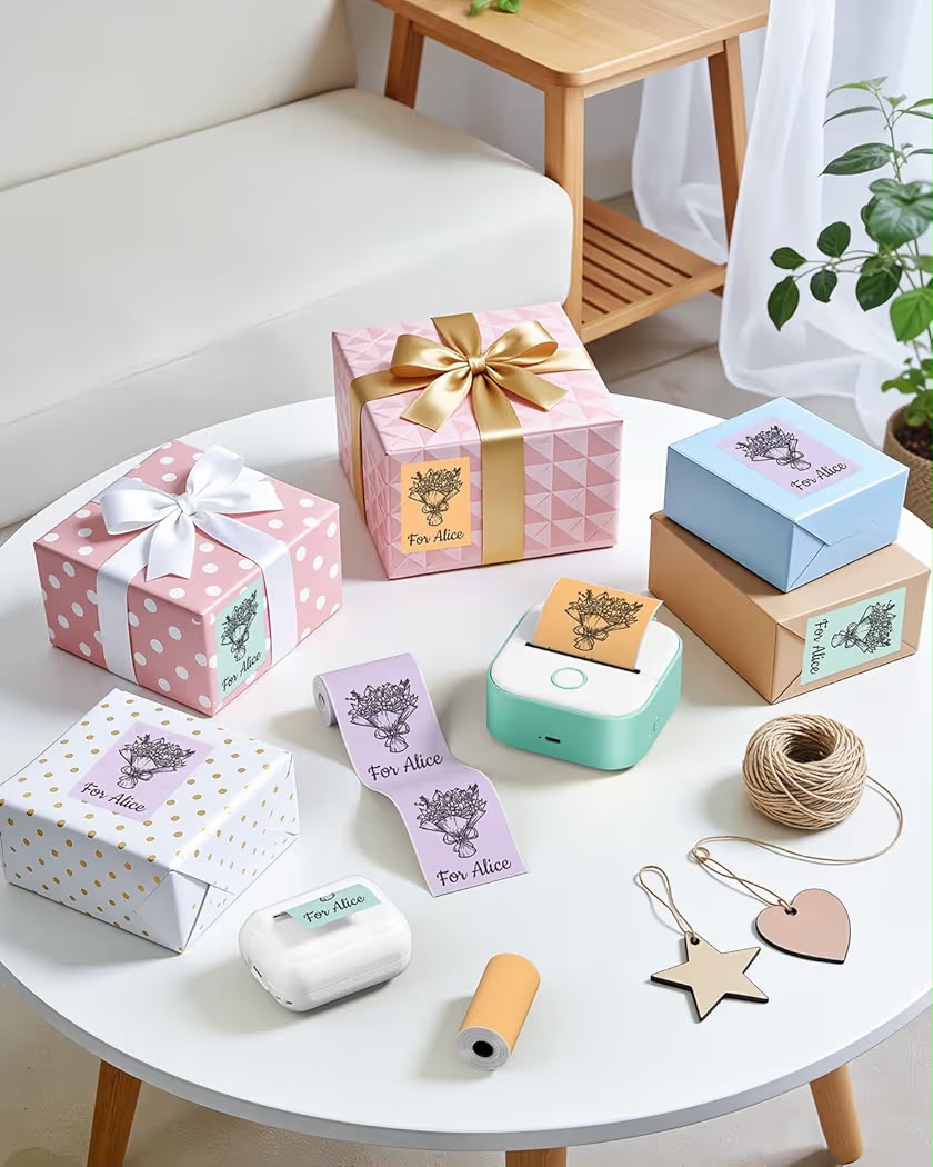 1 MiniPrint™-Drucker in Wunschfarbe
1 Standardrolle im Lieferumfang
3 farbige Rollen: Lila, Mint und Orange
3 weiße Rollen