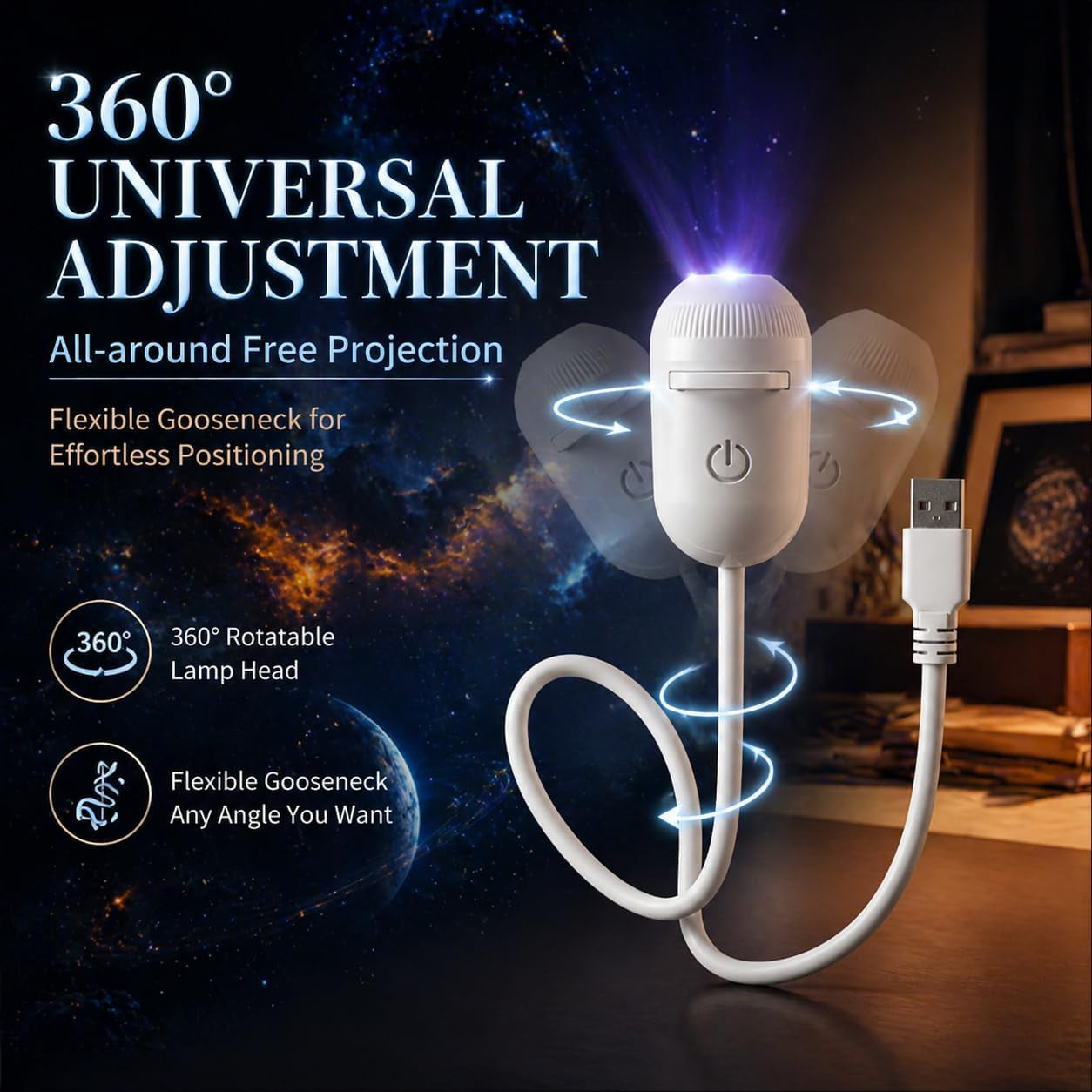 2-In-1 Galaxy Projector Night Light, 360° Adjustable Sternenhimmel Projektor Kinder Erwachsene, LED Projektor Sternenhimmel Mit 12 Schiebbare Projektionsfolien, Deckenprojektor, Geschenke Für Mama