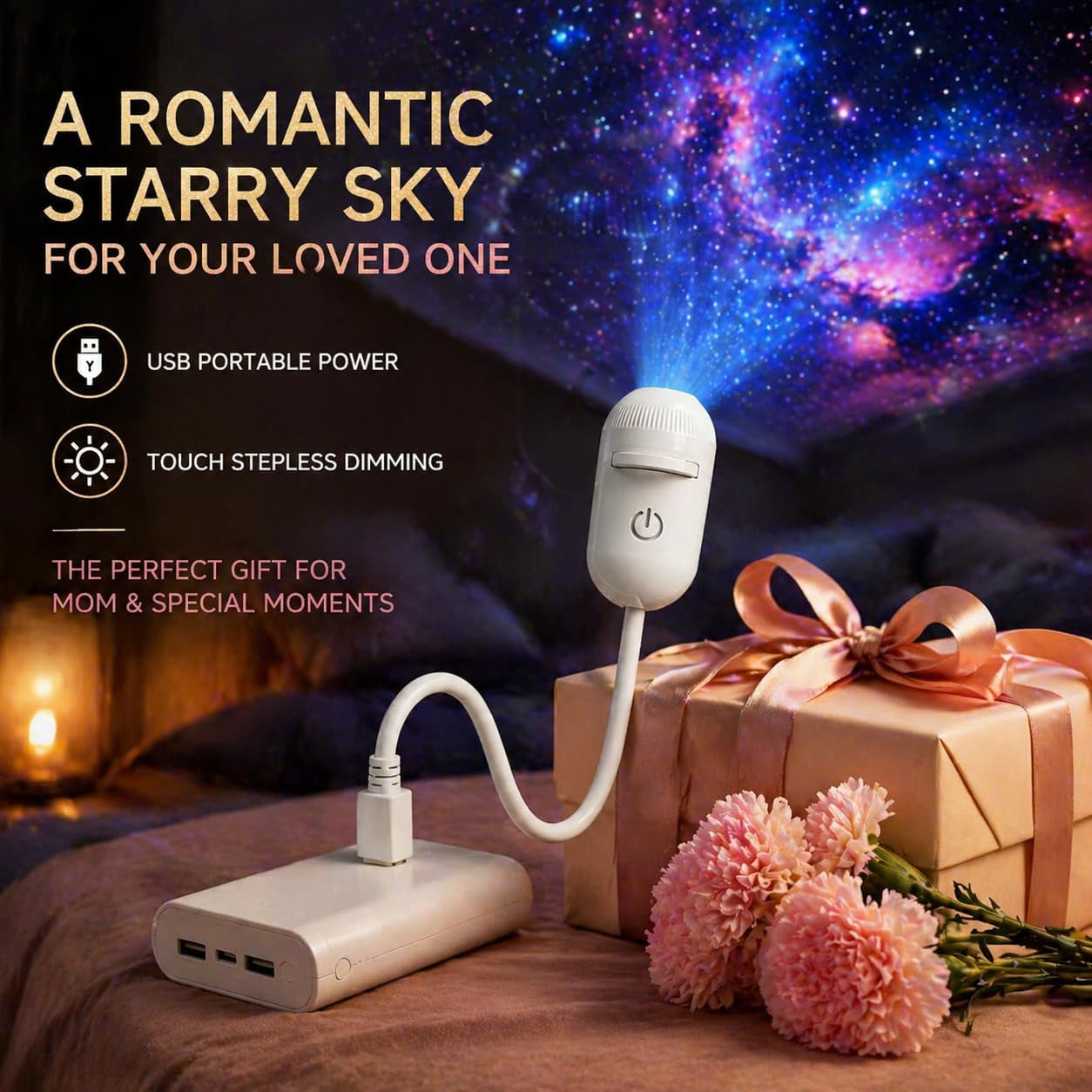 2-In-1 Galaxy Projector Night Light, 360° Adjustable Sternenhimmel Projektor Kinder Erwachsene, LED Projektor Sternenhimmel Mit 12 Schiebbare Projektionsfolien, Deckenprojektor, Geschenke Für Mama