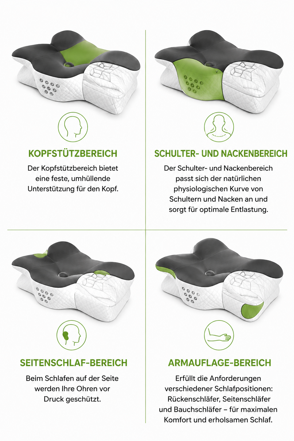 Ergonomisches Nackenkissen mit Memory-Schaum