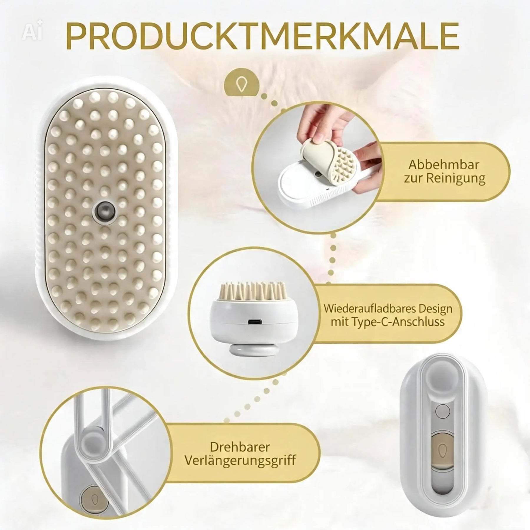 3-in-1 Dampf-Fellbürste für Katzen & Hunde – Sprühfunktion & Haarentfernung ✨