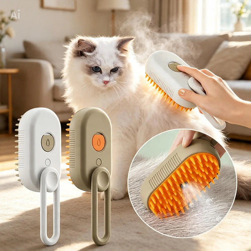 3-in-1 Dampf-Fellbürste für Katzen & Hunde – Sprühfunktion & Haarentfernung ✨