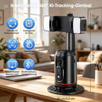360° KI-Handyhalterung mit Face Tracking & LED-Licht