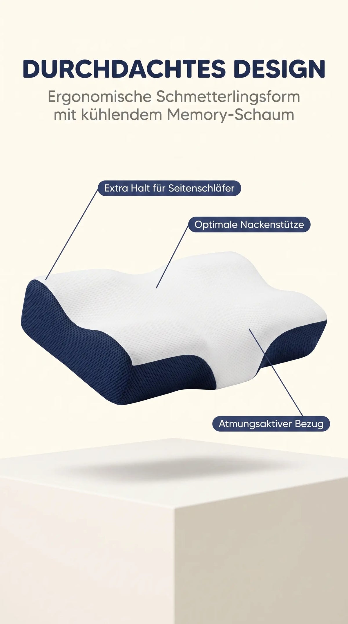 Ergonomisches Nackenkissen mit Memory-Schaum